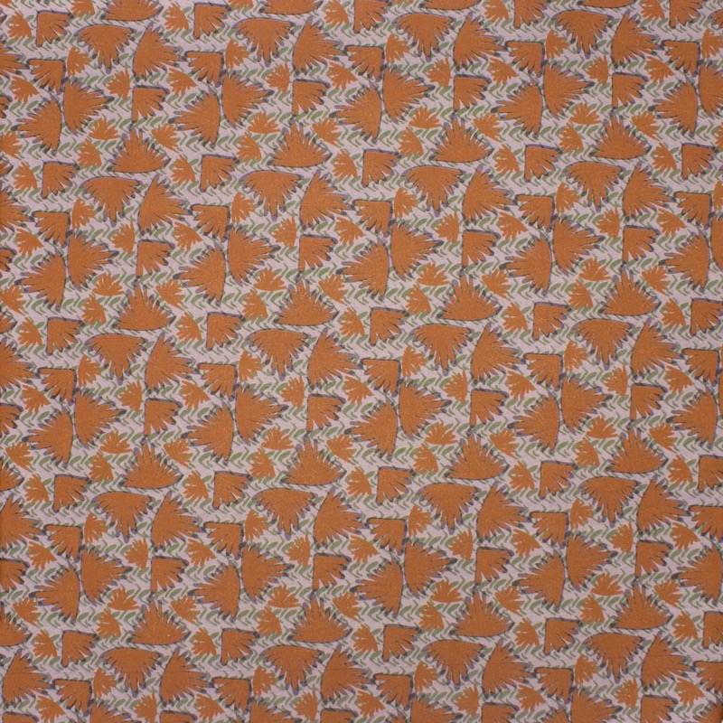 Wings printed cotton poplin - rust and beige