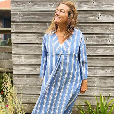 Viscose and cotton stripes - denim blue