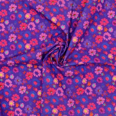 Cotton poplin with floral print - mauve