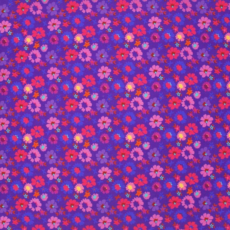 Katoenen popeline met bloemenprint - mauve