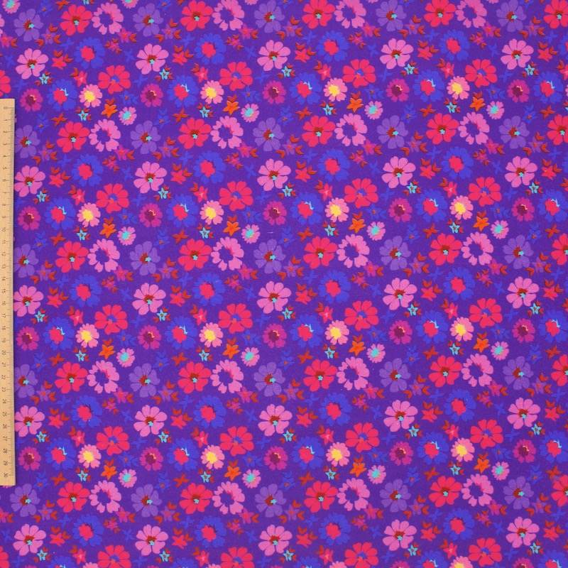 Cotton poplin with floral print - mauve