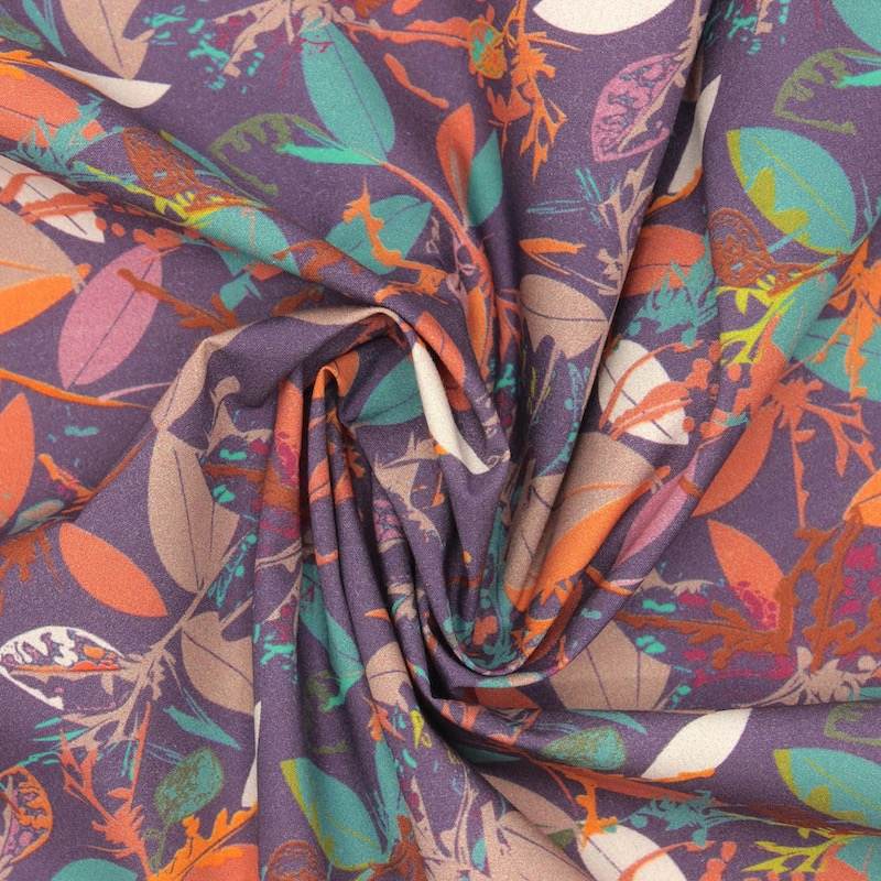 Leaf printed cotton poplin - colombin