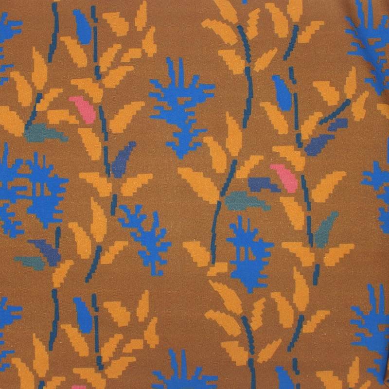 Pixel flower print cotton fabric - brown and rust