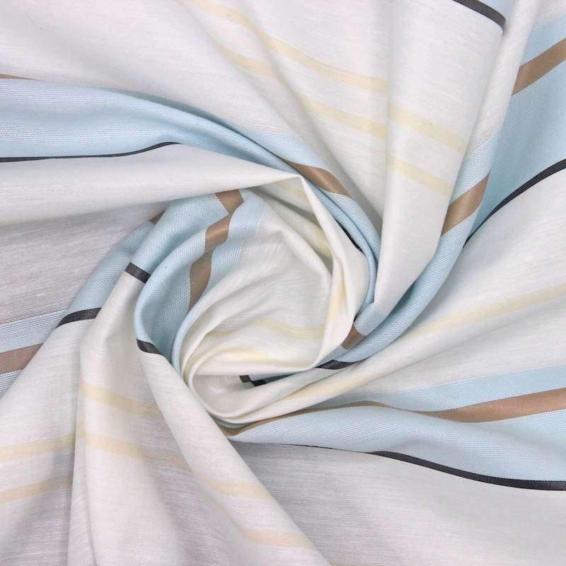 Stripe cotton blend fabric - off-white