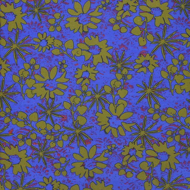 Katoenen popeline met bloemenprint - blauw