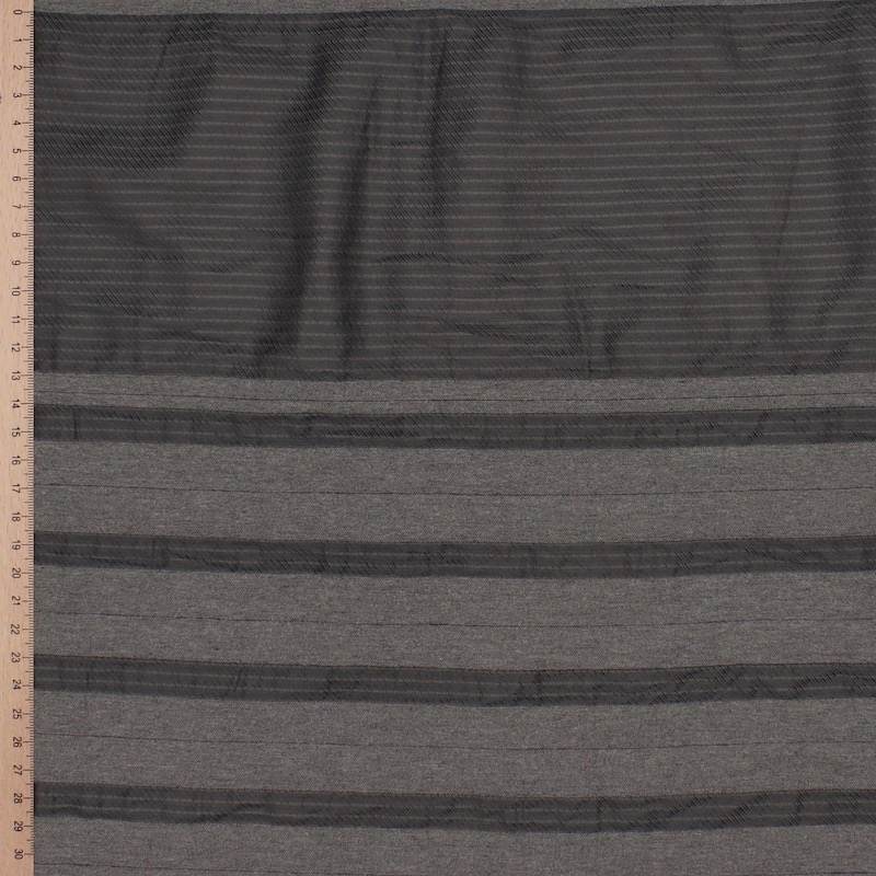 Striped cotton blend fabric - grey