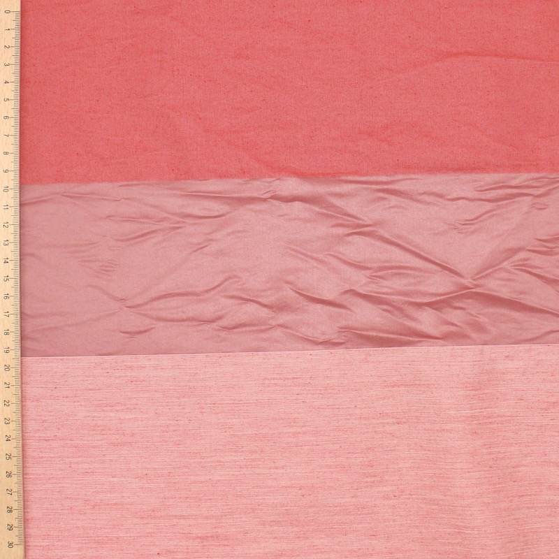 Panneau de tissu coton et polyester rayures- rouge