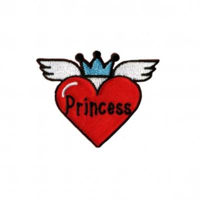 Princess heart iron-on badge