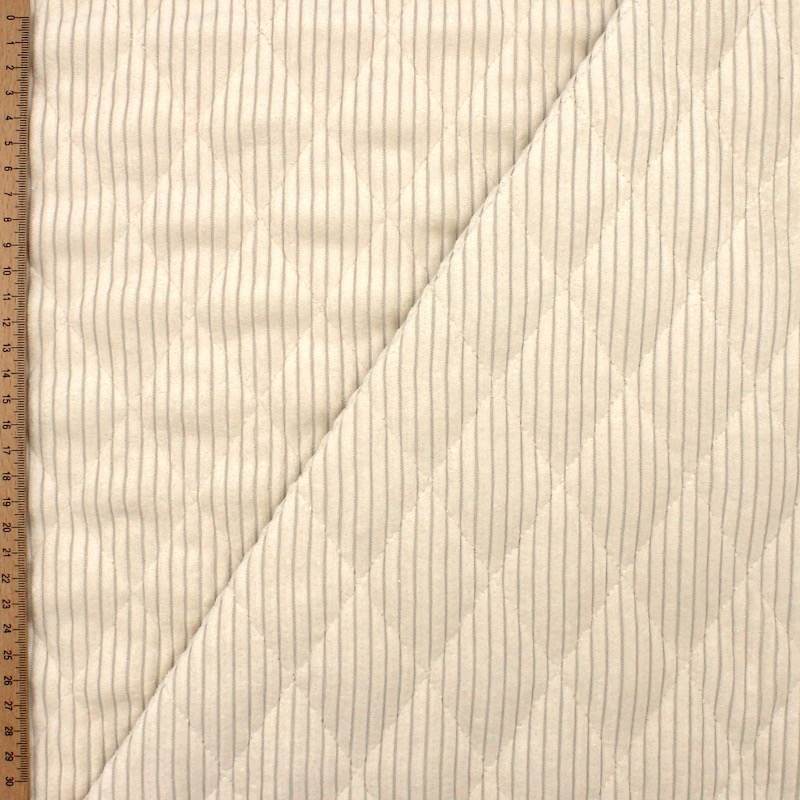 Double-sided quilted velvet fabric - ecru