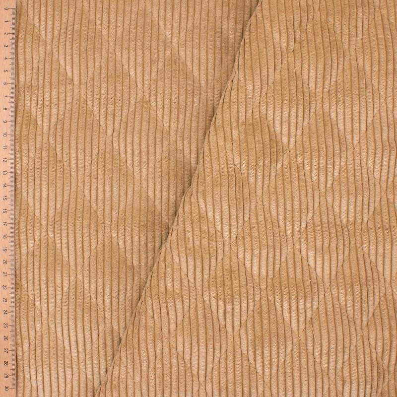 Double-sided quilted velvet fabric - beige