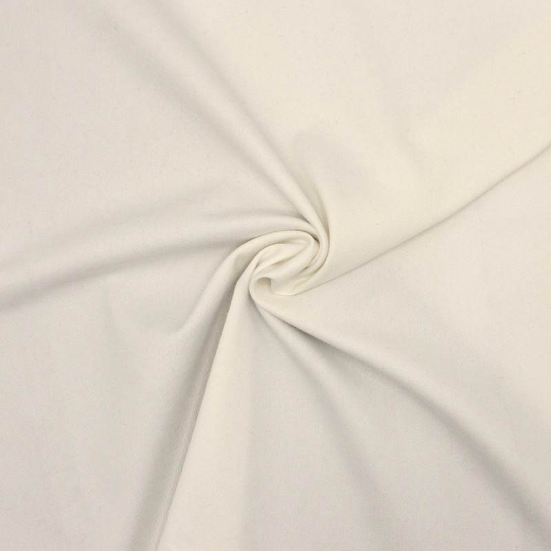 Twill extensible coton uni - blanc cassé