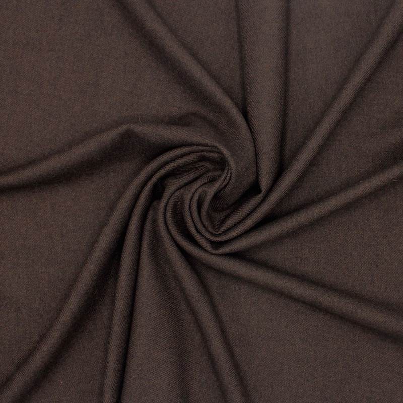 Plain wool and polyester fabric - brown