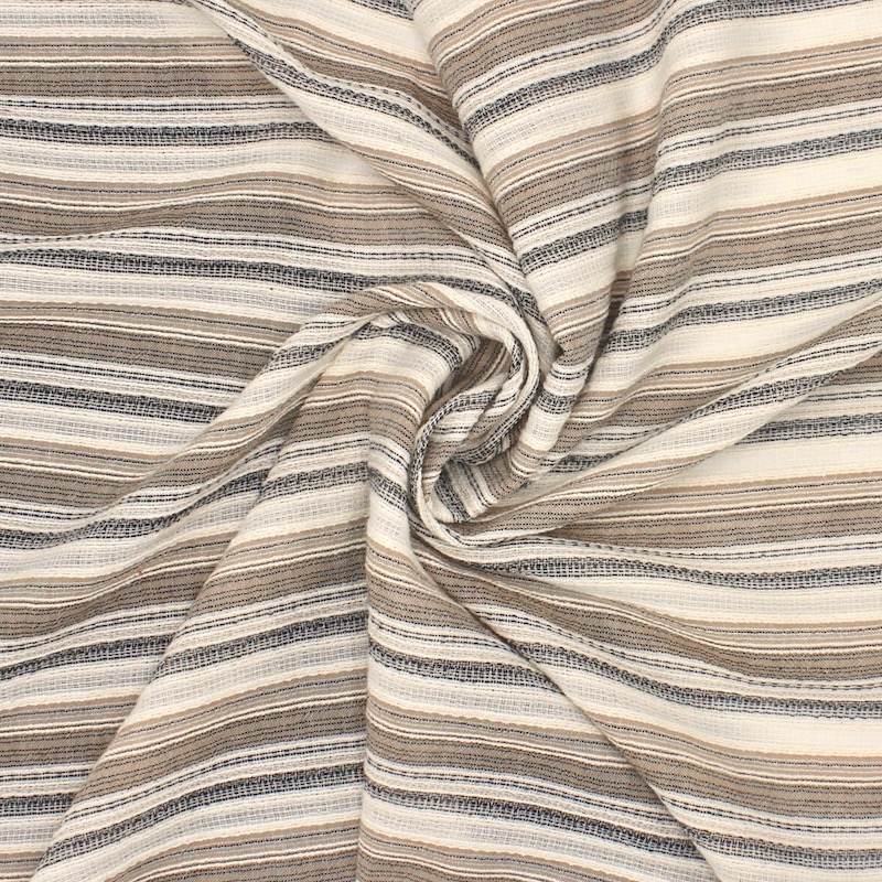 Jacquard cotton stripes fabric - beige