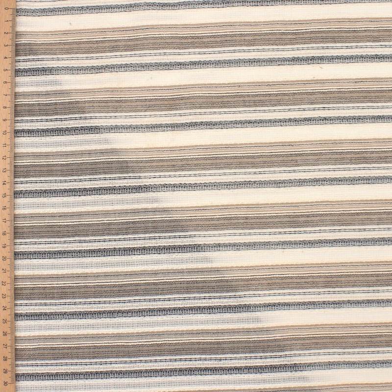 Jacquard cotton stripes fabric - beige