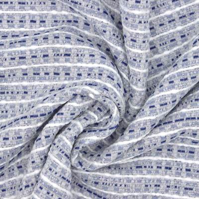 Strepen jacquard stof - blauw