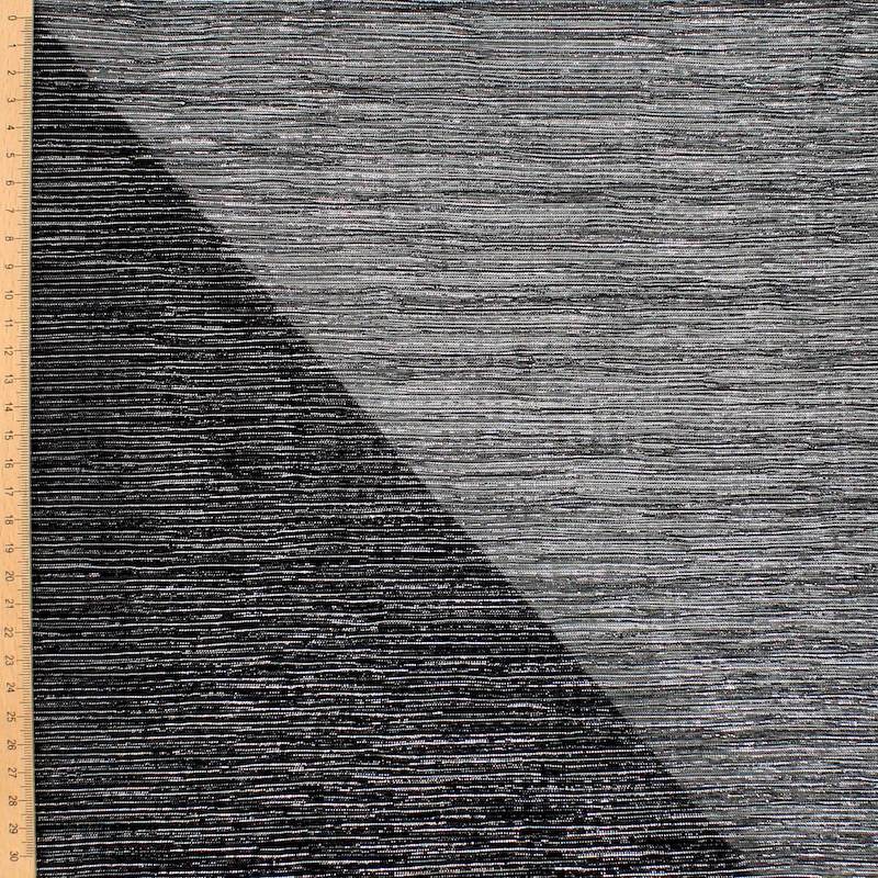 Metallic thread pleated knit fabric - black and silver