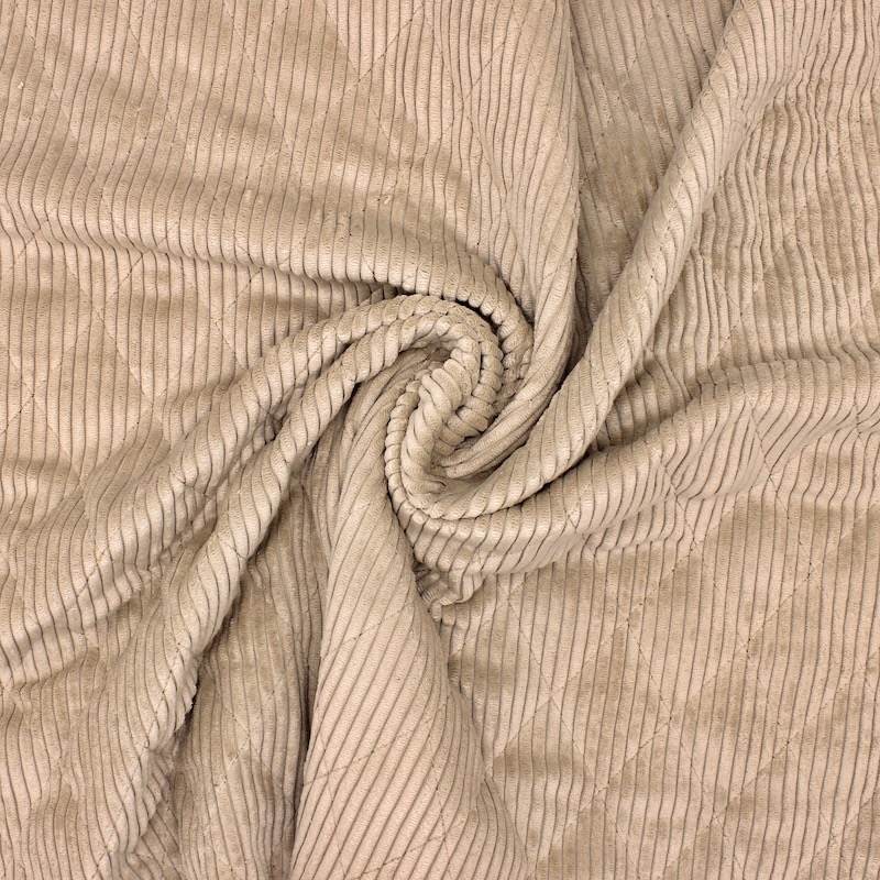 Tissu velours matelassé double face - beige clair