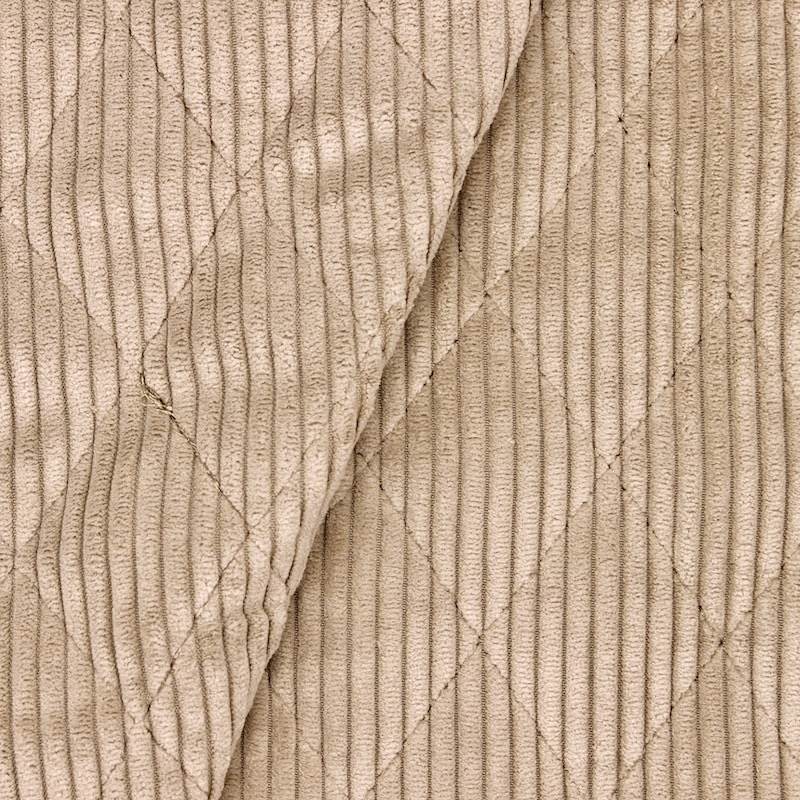 Tissu velours matelassé double face - beige clair