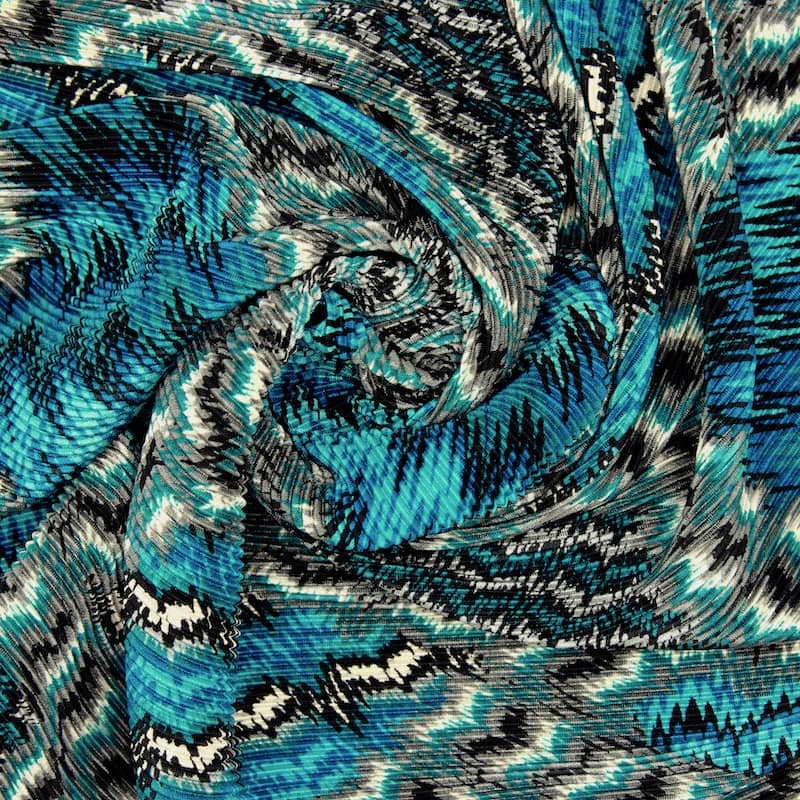 Tissu plissé polyester bleu