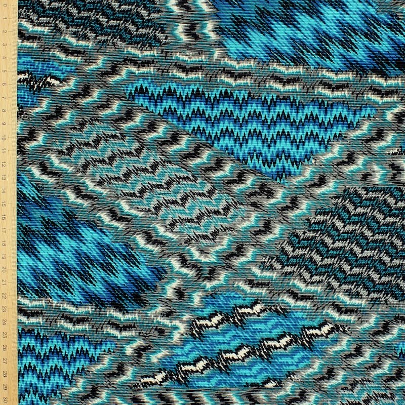 Plissé fabric in polyester - blue