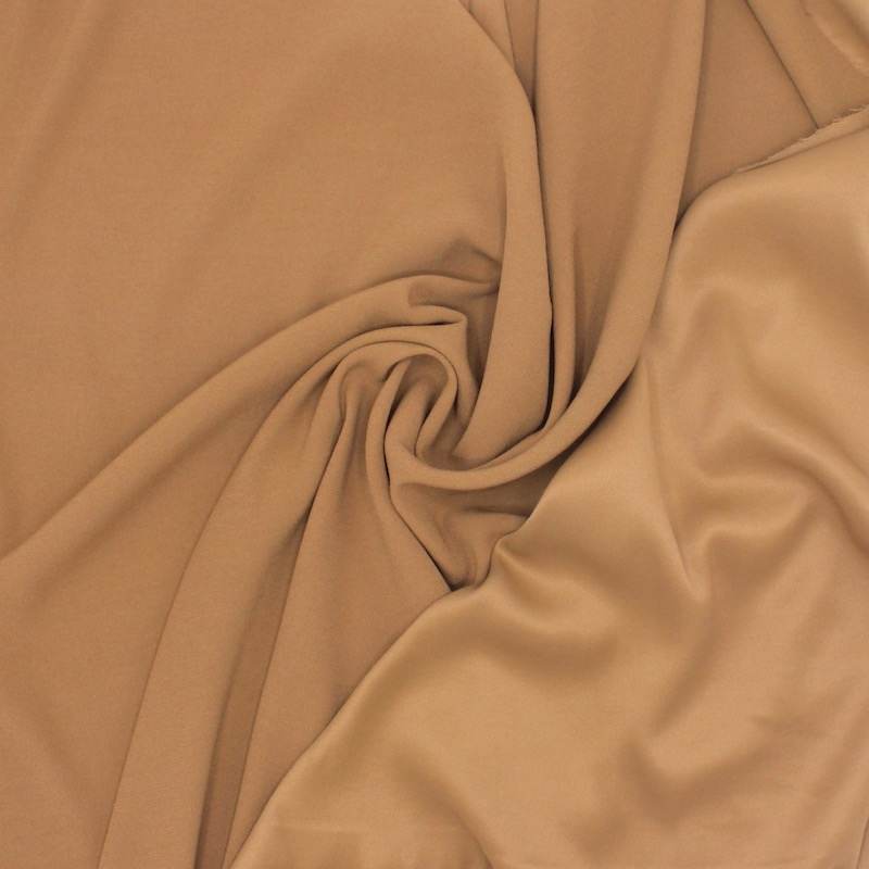 Stretch crepe fabric with satin backing - beige