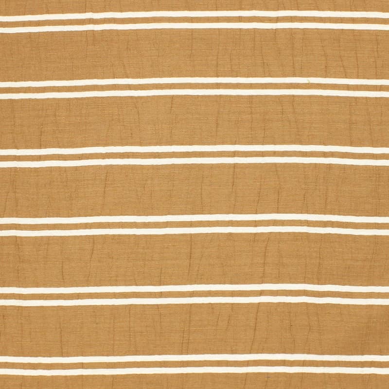 Tissu aspect froissé rayures - caramel