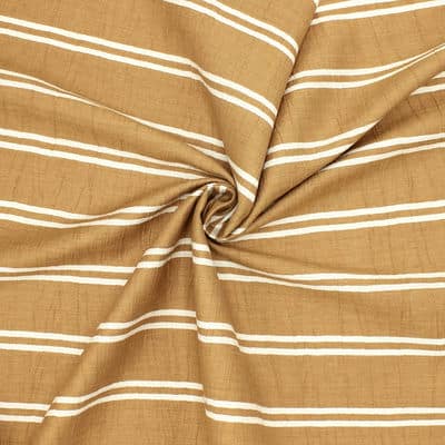 Tissu aspect froissé rayures - caramel