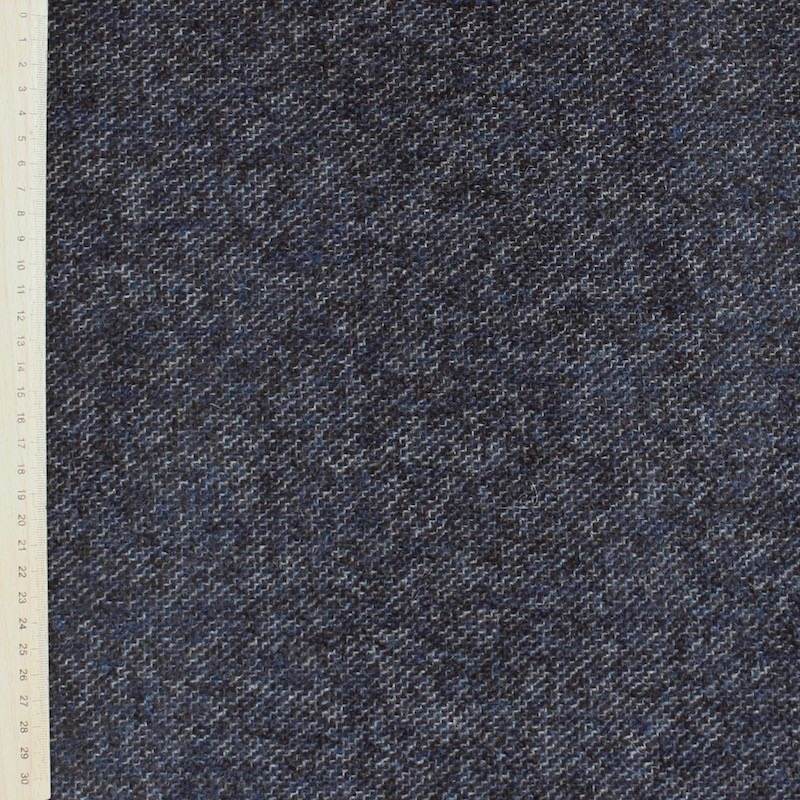 Tissu laine et polyamide chiné bleu