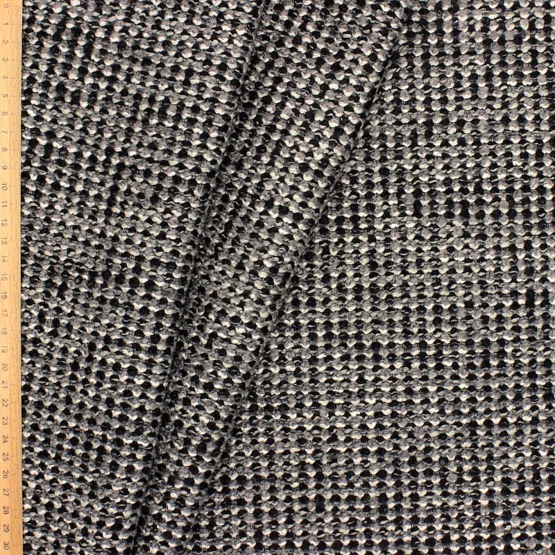 Tissu jacquard bouclette - gris et noir