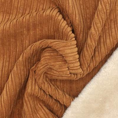 Velvet fabric with faux fur wrong side - Rust-colored