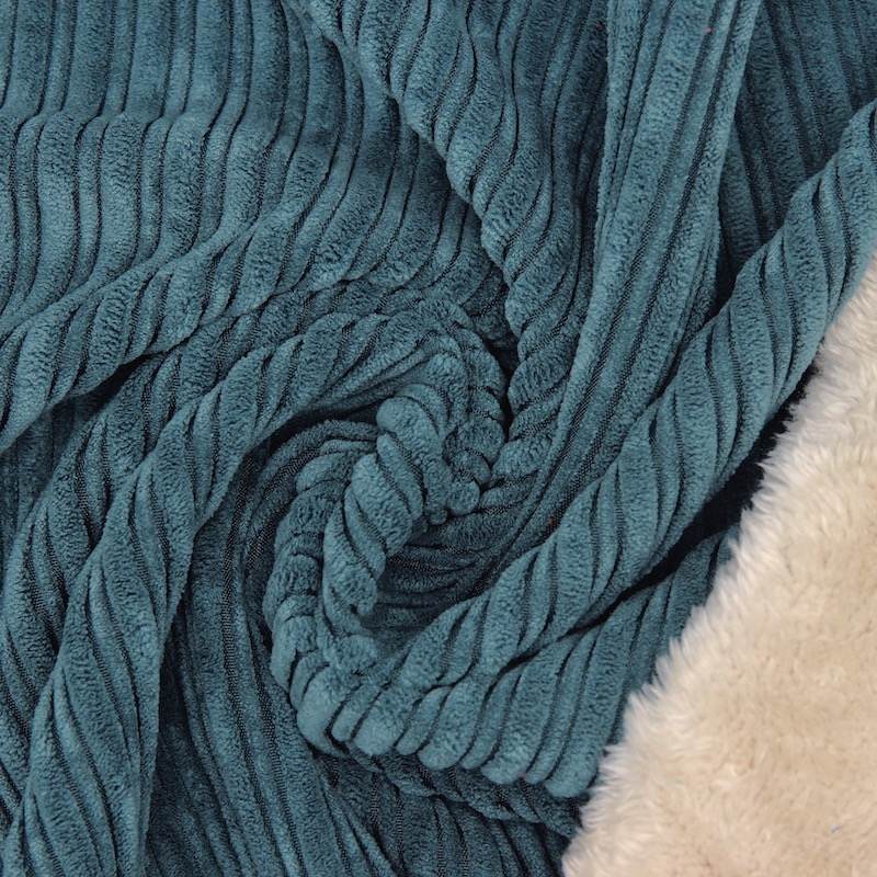 Velvet fabric with faux fur wrong side - teal