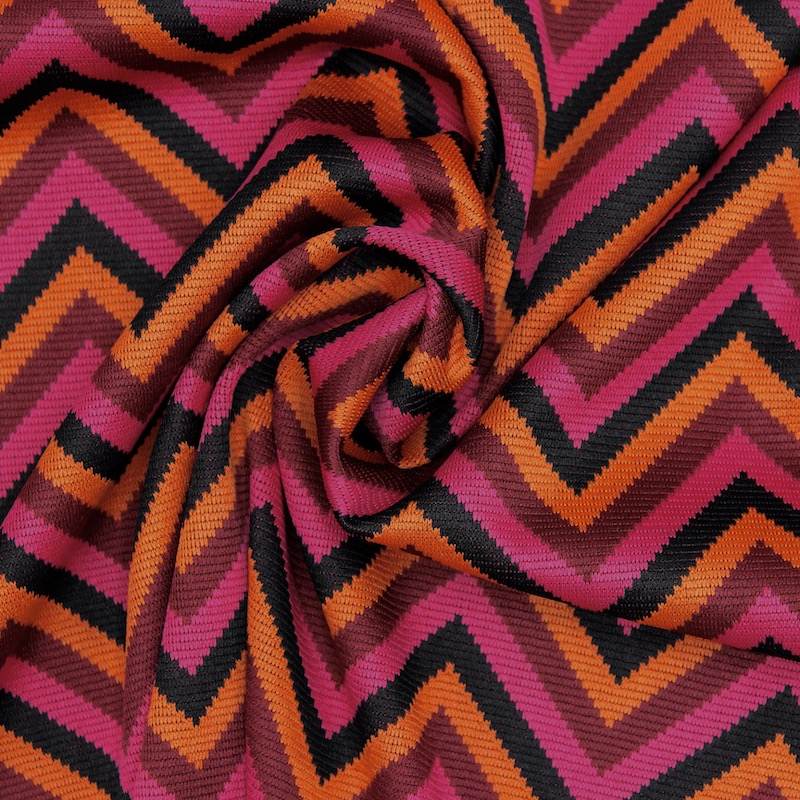 Graphic knit fabric - orange and pink