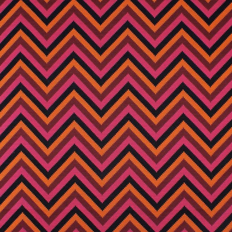 Graphic knit fabric - orange and pink