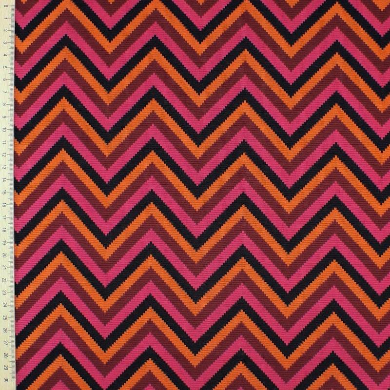 Graphic knit fabric - orange and pink