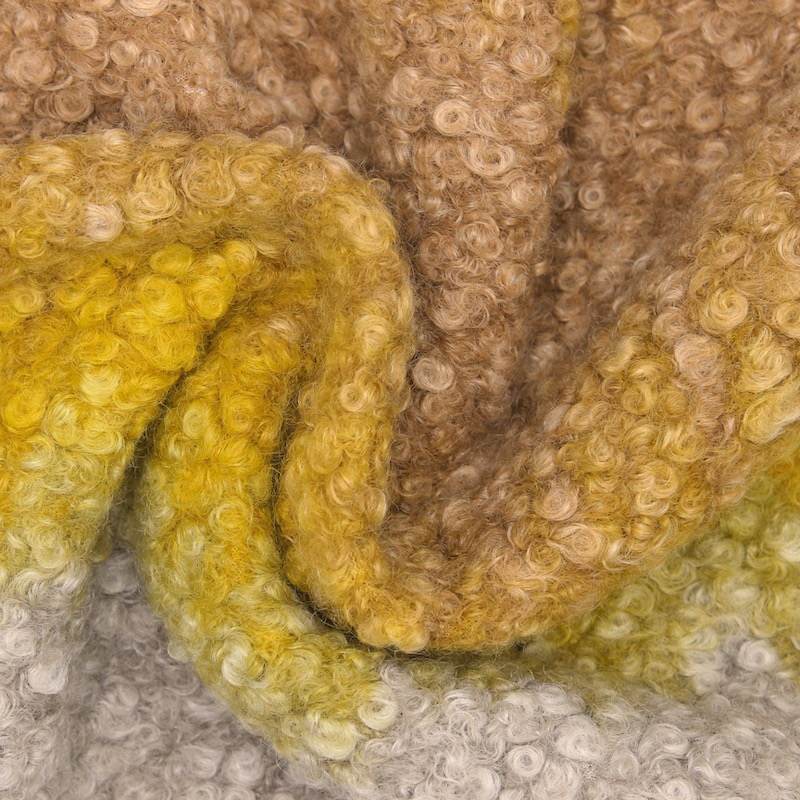 Tissu bouclette - jaune et beige