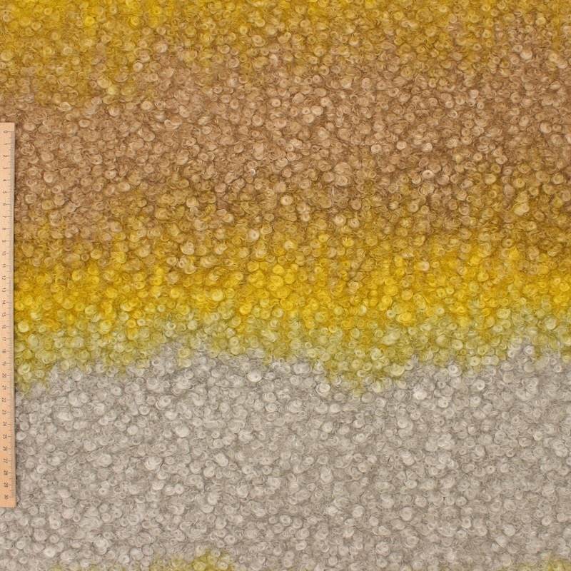 Bouclette fabric - yellow and beige