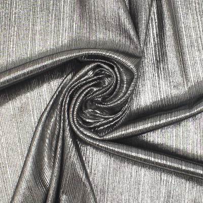 Silver polyester stretch fabric