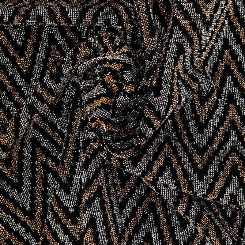 Graphic knit fabric - black, gold and silver