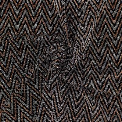 Tissu maille graphique - noir , doré et argenté