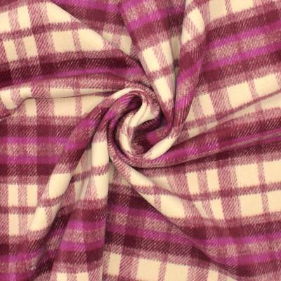 Checked polyester and wool fabric - burgundy