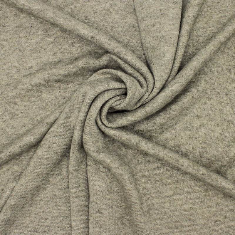 Tissu maille viscose et polyester - gris chiné