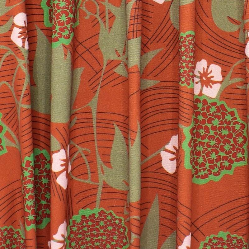 Floral cotton twill fabric - brick