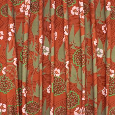 Floral cotton twill fabric - brick