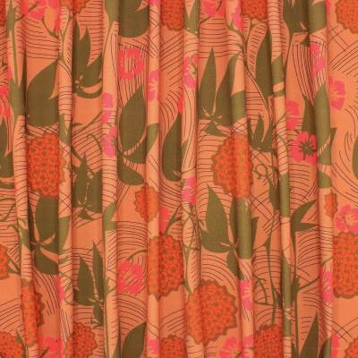 Floral cotton twill fabric - burnt orange