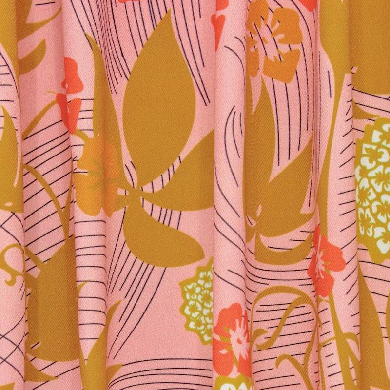 Floral cotton twill fabric - pink