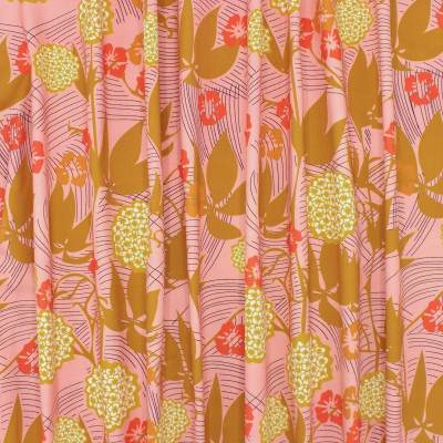 Floral cotton twill fabric - pink