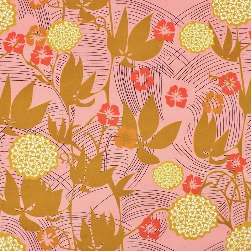 Floral cotton twill fabric - pink