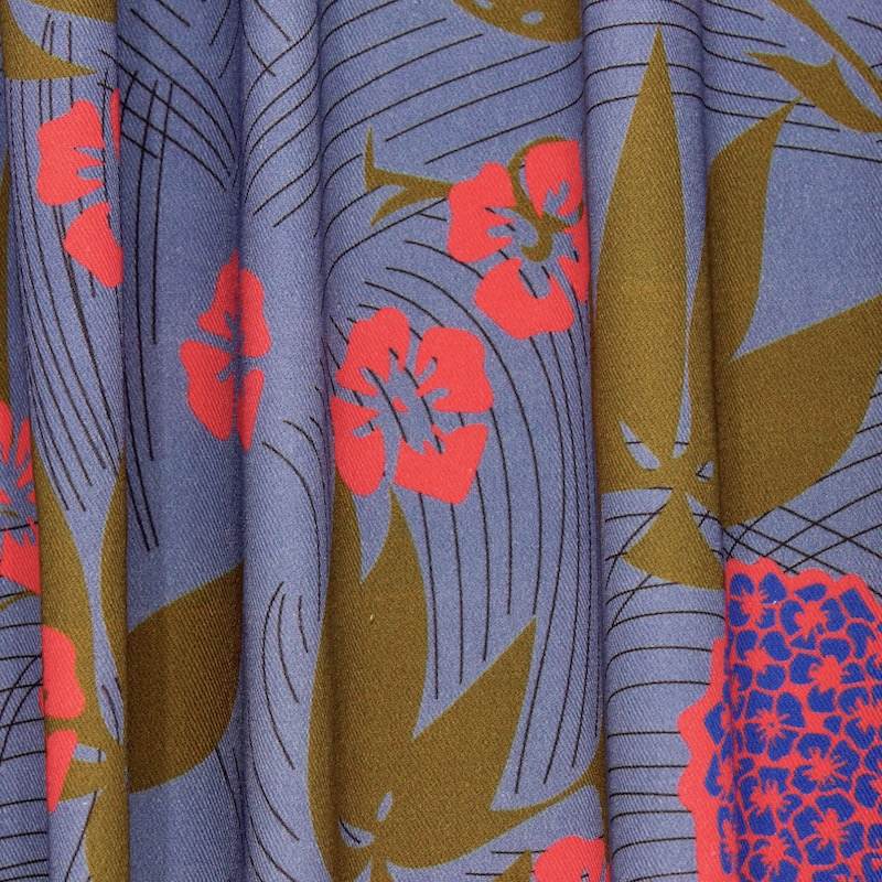 Floral cotton twill fabric - lavender