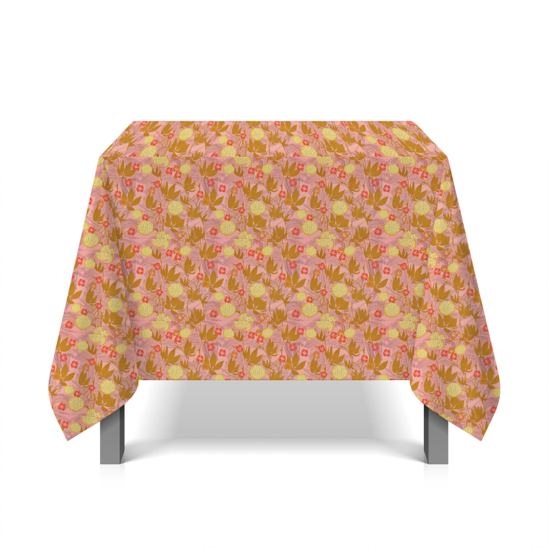 Floral cotton twill fabric - pink