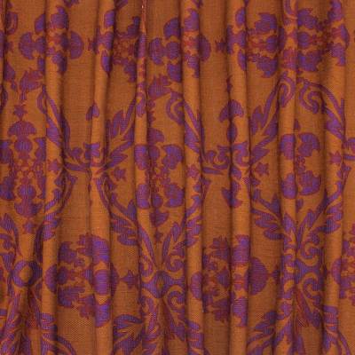 Red and mauve viscose and linen fabric - rust